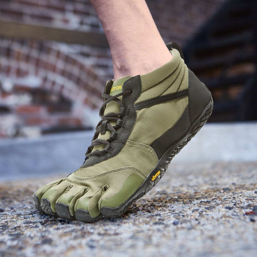 Vibram FiveFingers Herre Barfodet Sko Olivengrøn - V-Trek Insulated - 4860UOVQI